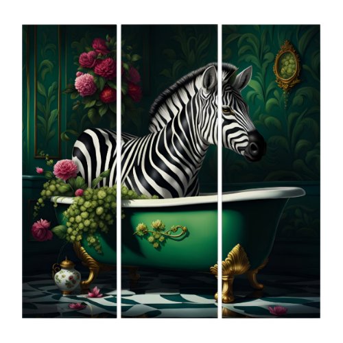 Zebra in a Bathtub Triptych