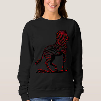 Zebra In Abstract Black And Red Sweatshirt