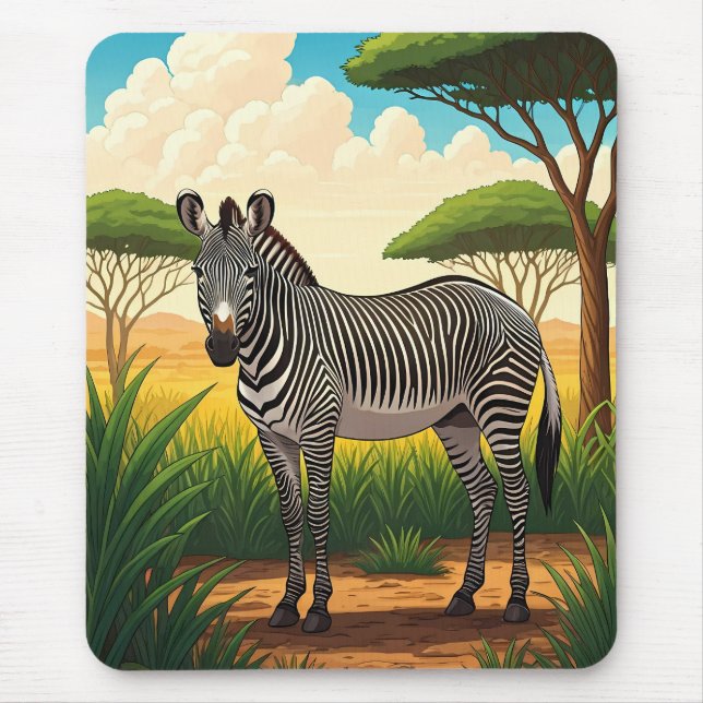 Zebra in African Savannah Mouse Pad (Front)