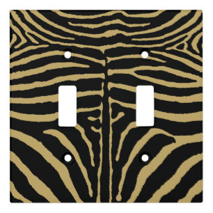 Zebra in Black and Gold Light Switch Cover