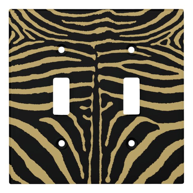 Zebra in Black and Gold Light Switch Cover (Front)
