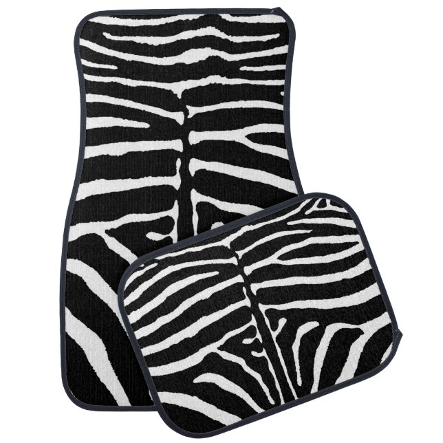 Zebra in Black and White Car Floor Mat (Set)