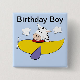 Zebra in Colorful Airplane Kids Pinback Button