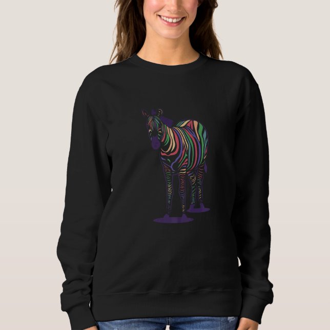 Zebra In Rainbow Style Sweatshirt (Front)