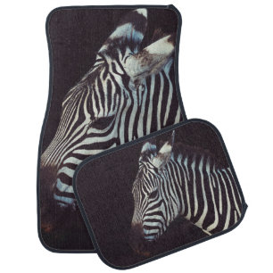 ZEBRA IN SHALLOW FOCUS LENS CAR FLOOR MAT