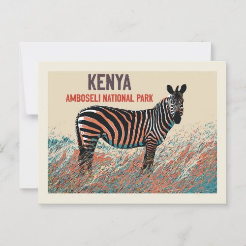 Zebra in the Amboseli National Park Kenya Postcard