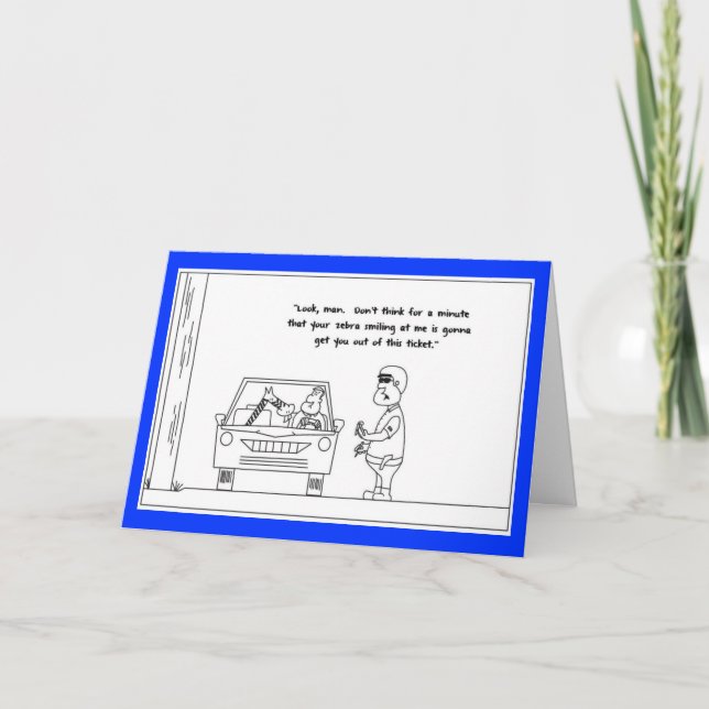 Zebra in the Front Seat Birthday Card (Front)