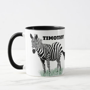 Zebra in the Grass Realistic Illustration Mug