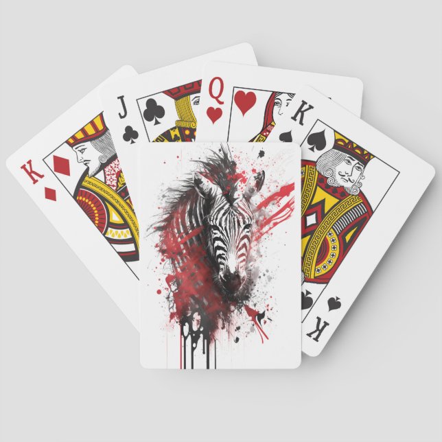 Zebra Ink Painting Poker Cards (Back)