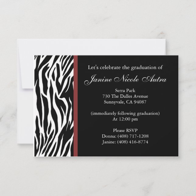 Zebra Invitations (Front)