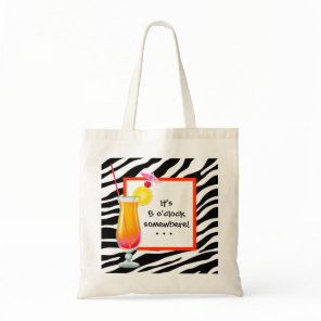 Zebra It's 5 o'clock somewhere cocktail Beach Bag