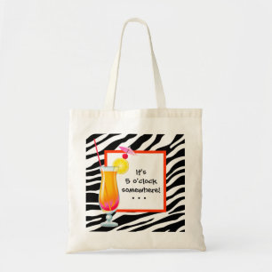 Zebra It's 5 o'clock somewhere cocktail Beach Bag