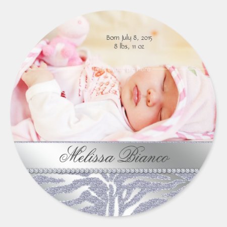 Zebra Jewelry Baby Girl Sticker Silver