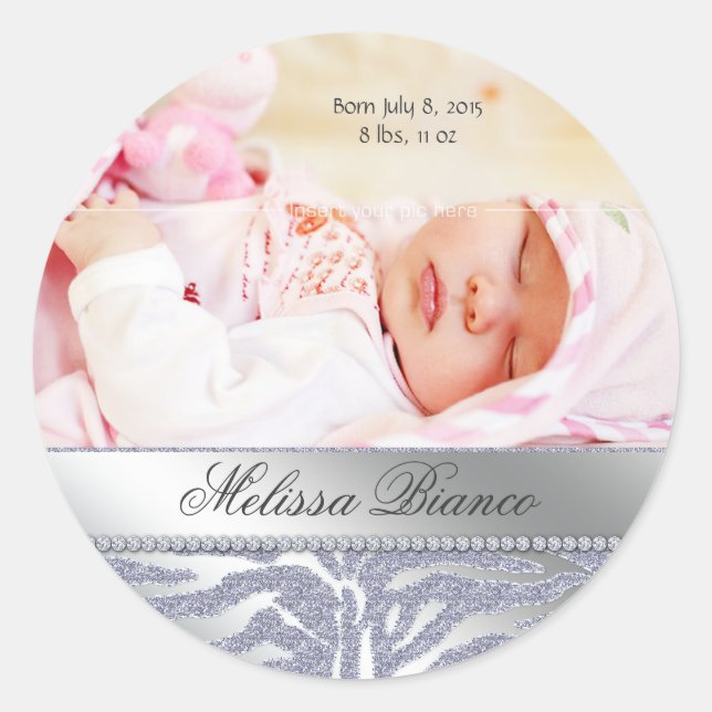 Zebra Jewelry Baby Girl Sticker Silver (Front)