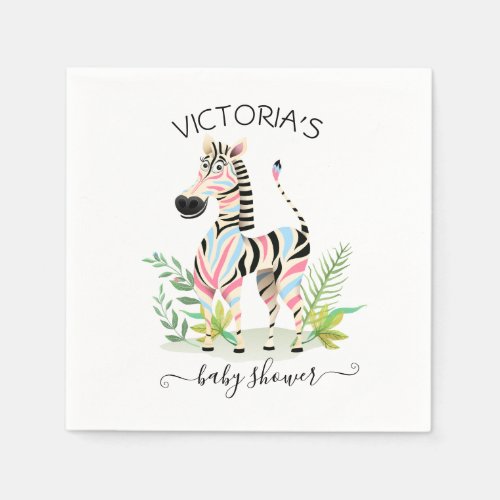 Zebra Jungle Gender Reveal Baby Shower Napkins