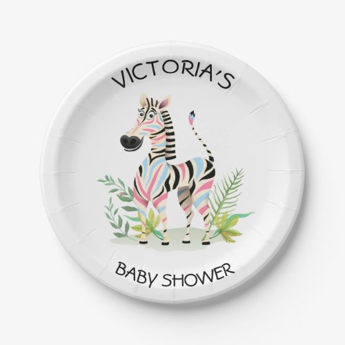 Zebra Jungle Gender Reveal Baby Shower Paper Plates