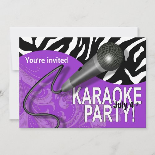 Zebra Karaoke Girls Night Out Party Invitation