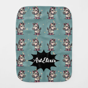 Zebra Kawaii Stars Print Baby Burp Cloth