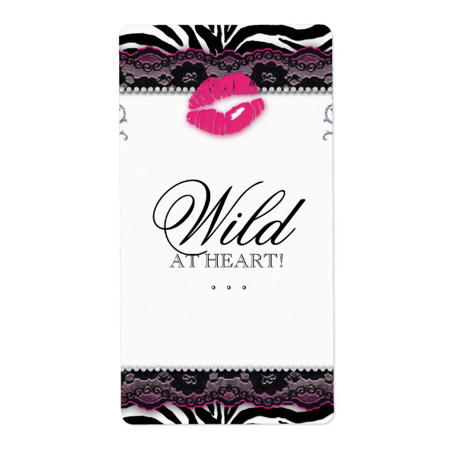 Zebra Lace Makeup Lips Wine Wild at Heart Label (Front)
