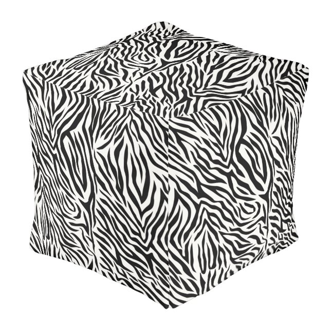 Zebra Large Cube Pouf 18" x 18" x 18" (Angled Front)