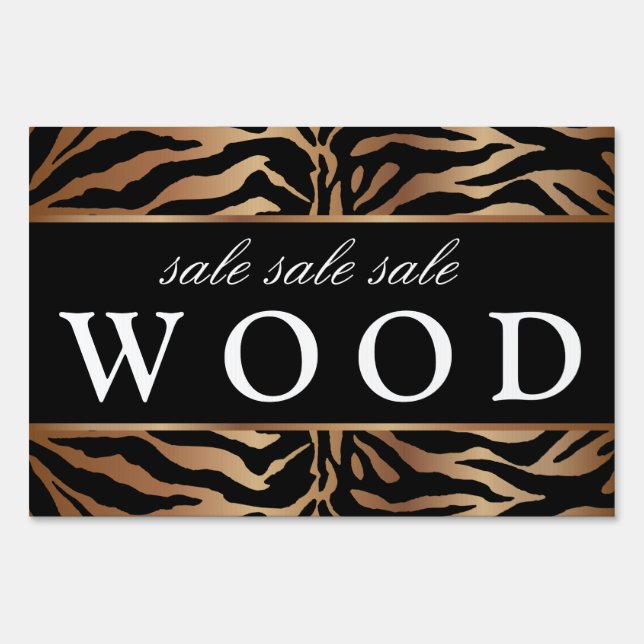 Zebra Lawn Sign Salon Brown Wood (Back)