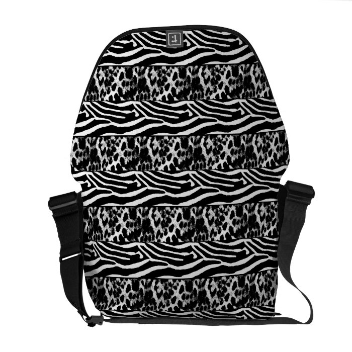 Zebra Leopard Black White mixed animal Messenger Bag