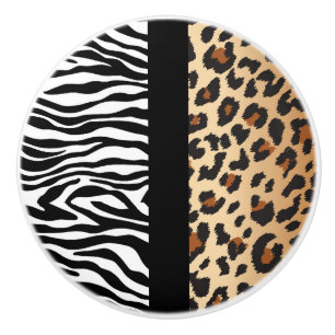 Zebra & Leopard Cheetah Print Dresser Cabinet Ceramic Knob