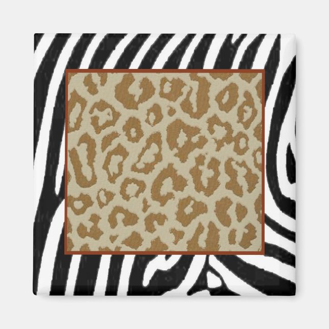 Zebra & Leopard fashionable print Magnet (Front)