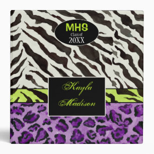 Zebra Leopard Print Art Personalized School Binder