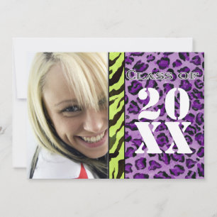 Zebra Leopard Print, Graduation Announcement