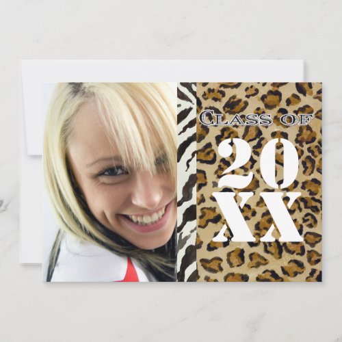 Zebra Leopard Print, Graduation Announcement