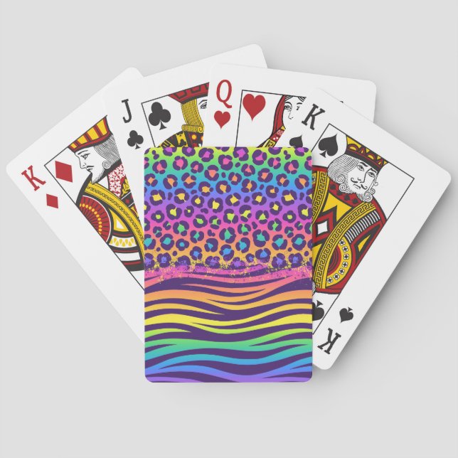 Zebra & Leopard Print mix Poker Cards (Back)