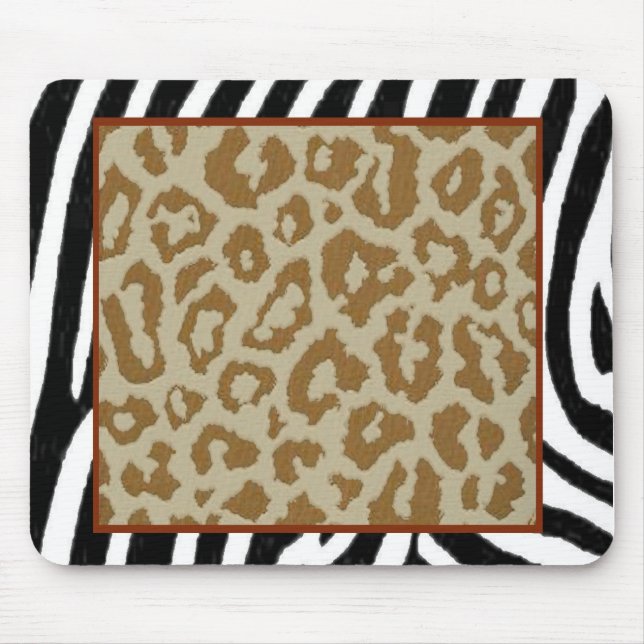 zebra leopard print red mouse pad (Front)