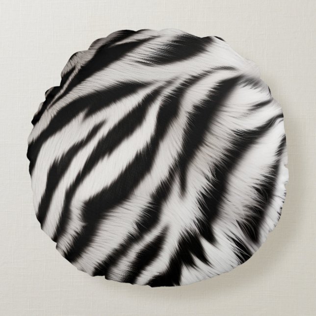 Zebra & Leopard Round Pillow (Front)