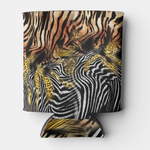 Zebra Leopard Skin Mixed Pattern Can Cooler