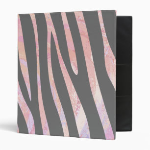 Zebra Light Gray and Pink Print 3 Ring Binder