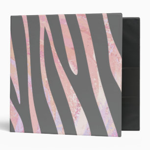 Zebra Light Gray and Pink Print Binder