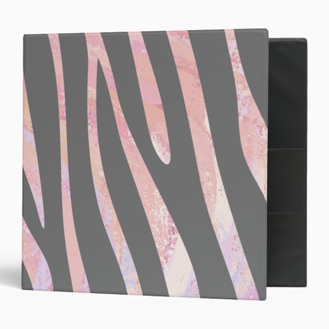 Zebra Light Gray and Pink Print Binder (Front/Inside)