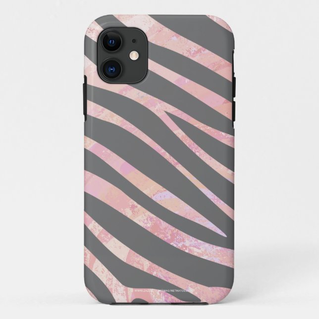Zebra Light Gray and Pink Print Case-Mate iPhone Case (Back)