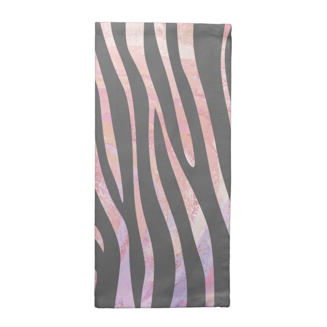 Zebra Light Gray and Pink Print Napkin (Half Fold)