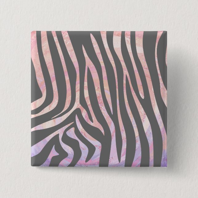 Zebra Light Gray and Pink Print Pinback Button (Front)