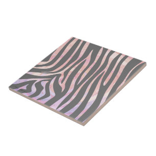 Zebra Light Gray and Pink Print Tile