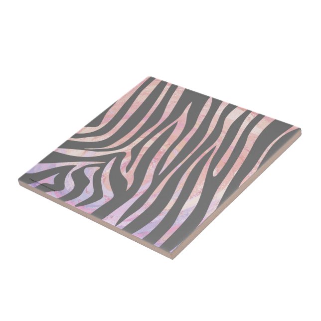 Zebra Light Gray and Pink Print Tile (Side)