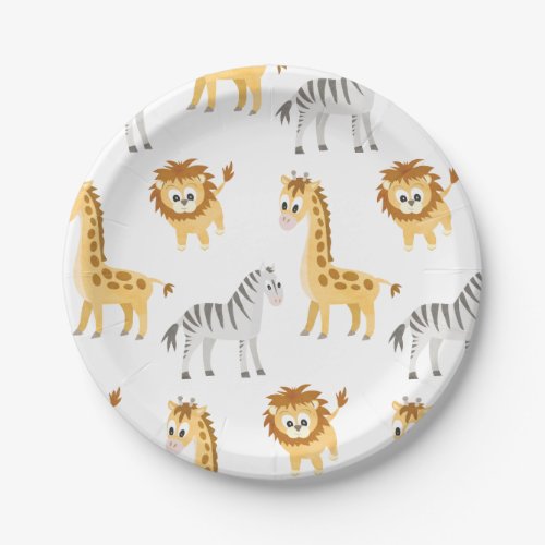 Zebra Lion and Giraffe Cute Baby Animals Paper Plates