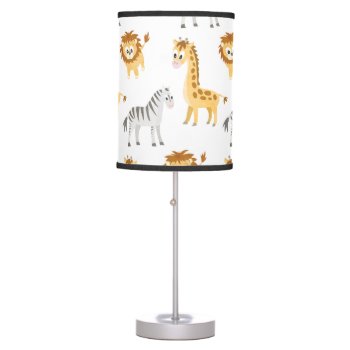Zebra Lion And Giraffe Cute Baby Animals Table Lamp by DoodleDeDoo at Zazzle
