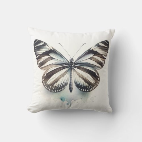 Zebra Longwing Butterfly AREF281 _ Watercolor Throw Pillow