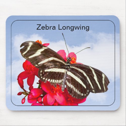Zebra Longwing Butterfly Photography Blue Sky Mouse Pad