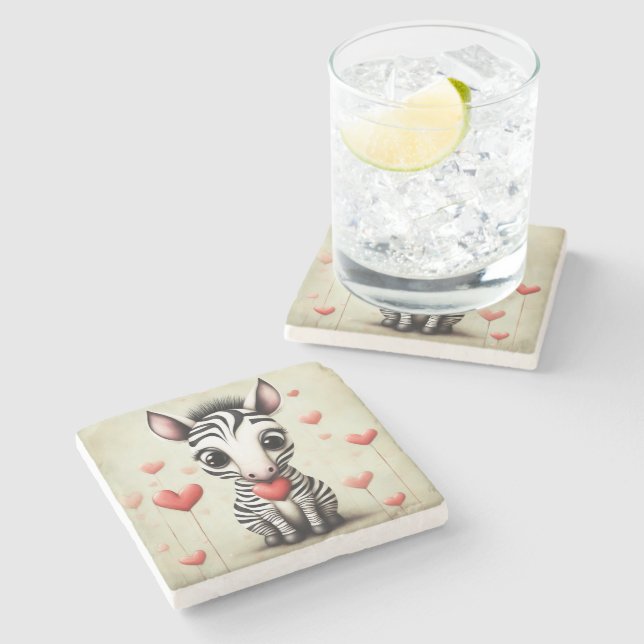Zebra Love 1 Stone Coaster (Side)