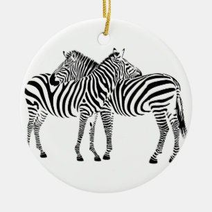 Zebra Love Ceramic Ornament