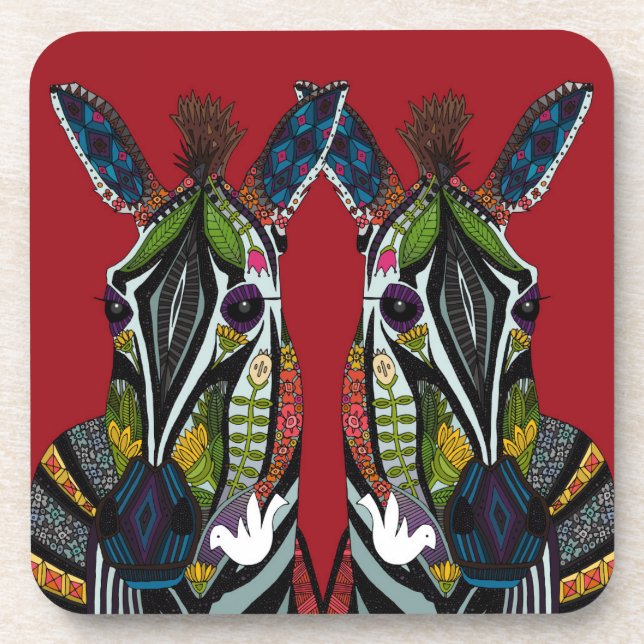zebra love red drink coaster (Front)